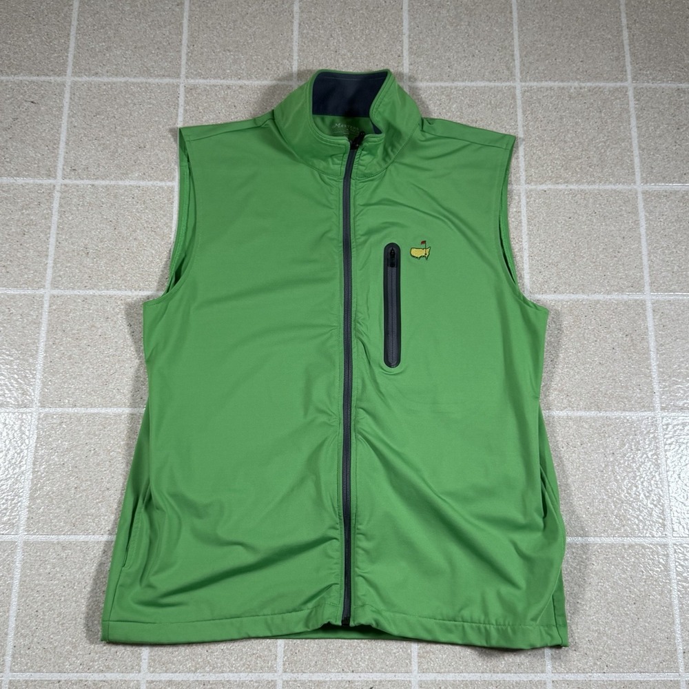 Masters Tech Vest Mens Medium Green Augusta Golf Full Zip Performance